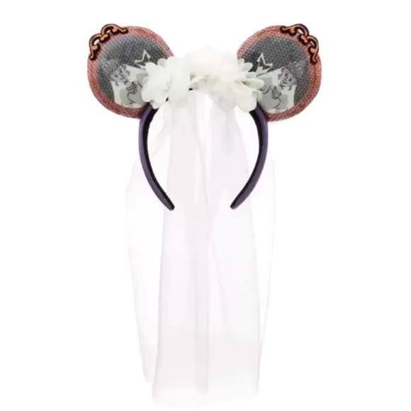NWT Haunted Mansion The Bride Veil Sequin Headband Ears Disney Parks - Picture 5 of 7
